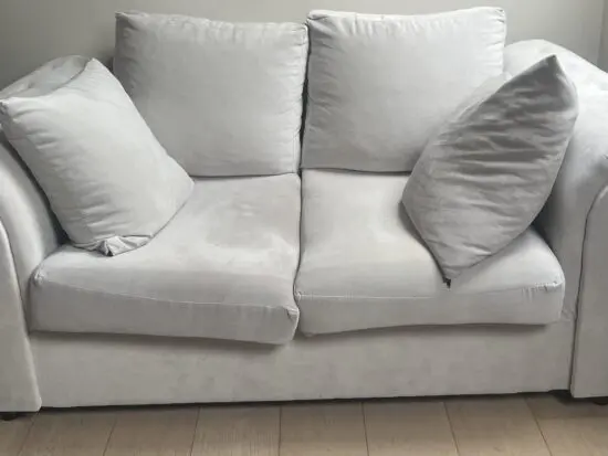 Light Grey Set of Chesterfield Style Sofa & Armchair