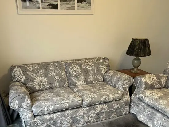 Laura Ashley grey pattern 2 x two seater sofas
