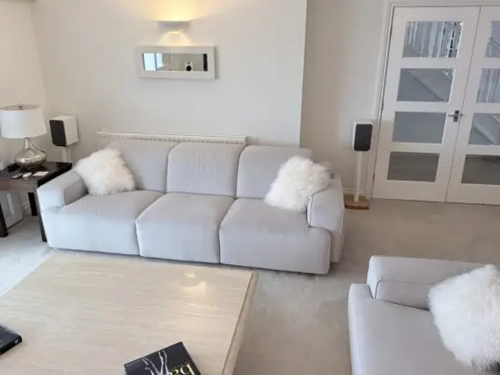 Natuzzi Iago silver grey sofas 3x & 4x with electric motion