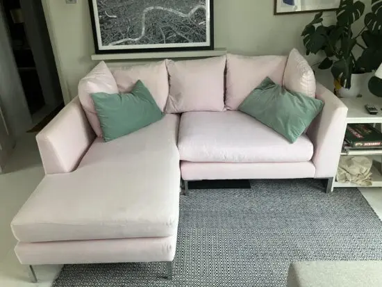 Bespoke pink linen 3 seater
