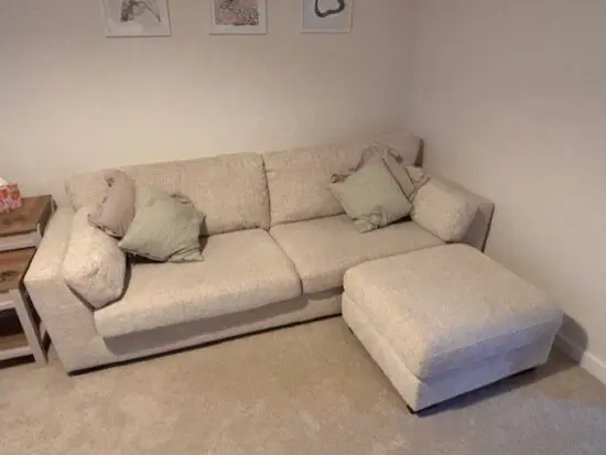 DFS Cream, Essie, 3 seater Sofa, cuddler chair and footstool