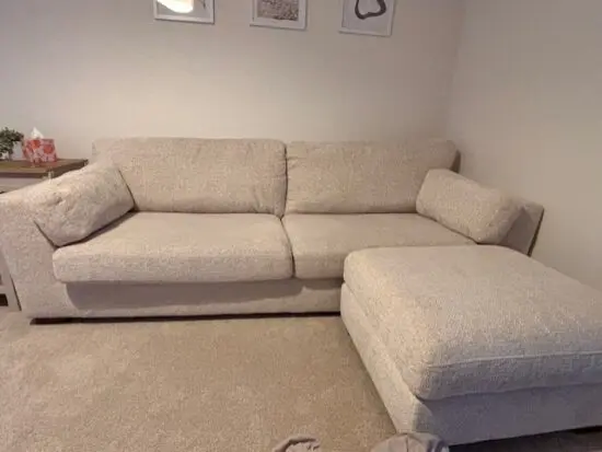 DFS Cream, Essie, 3 seater Sofa, cuddler chair and footstool