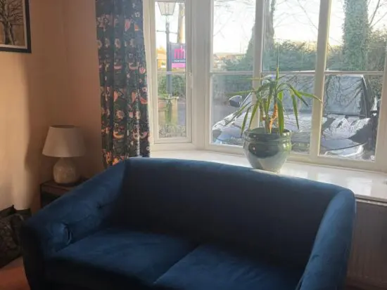 Arighi Bianchi blue velvet sofa