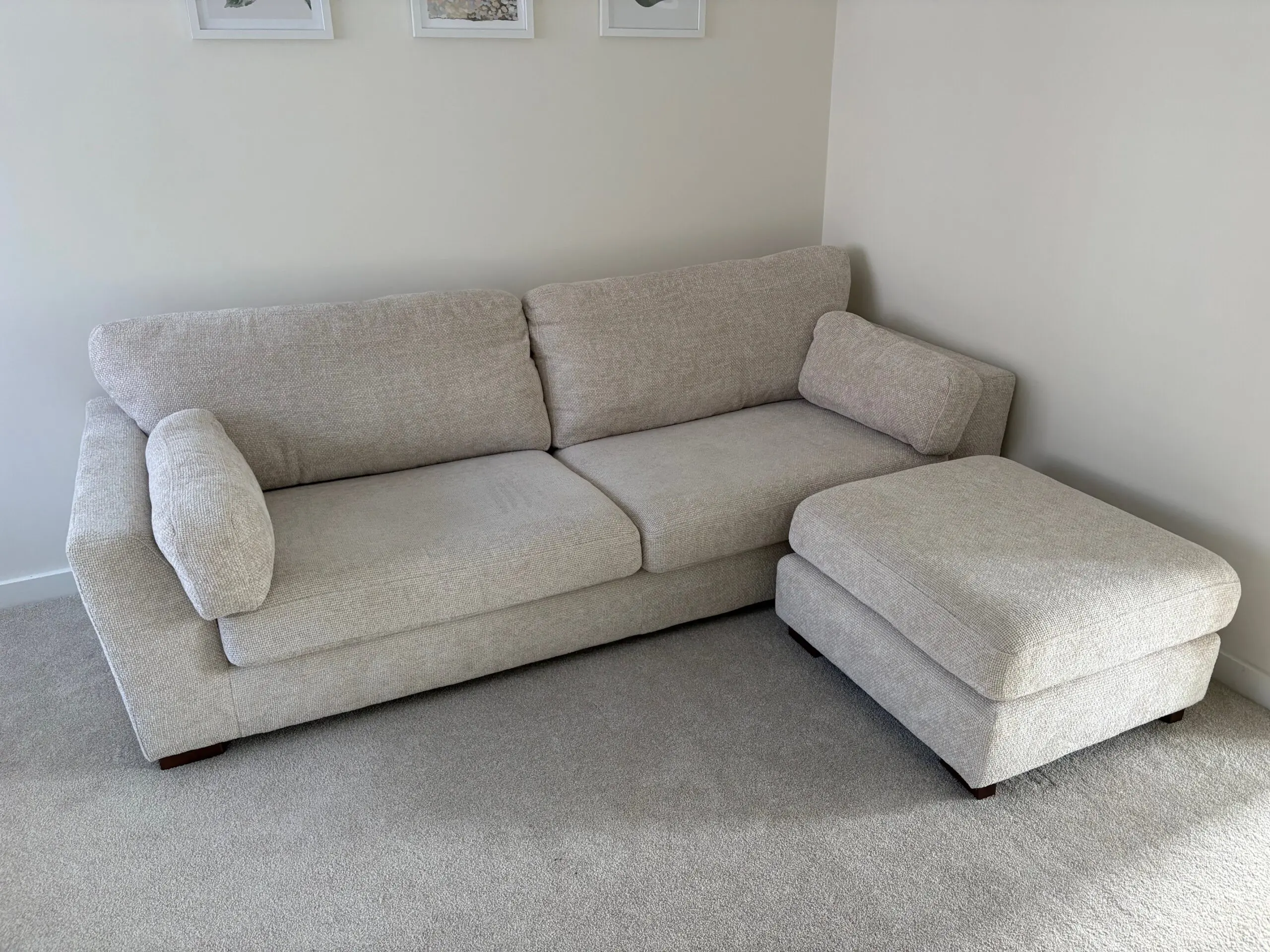 DFS Essie 3-Seater Sofa with Cuddler chair (2 seater) and matching footstool