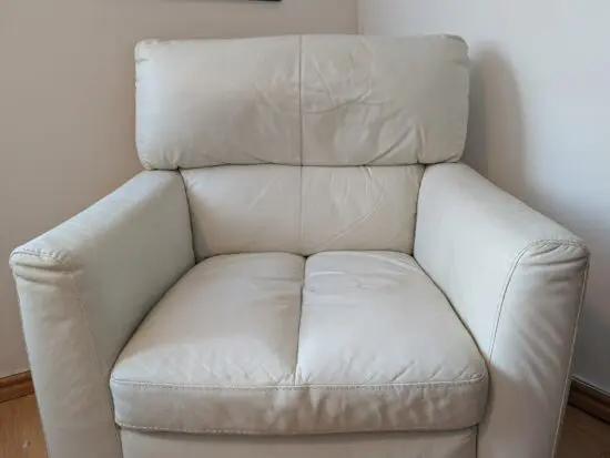 Cream Leather Swivel Chair