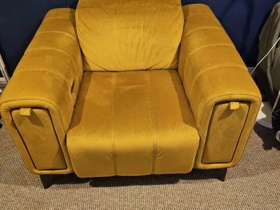 Dfs Trip power recliner with storage arms Saffron color