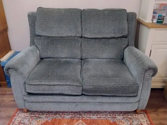 Soft Green Fabric Two Seater Sofa High Back Stylish & Comfortable