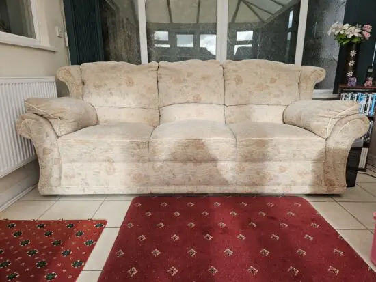 2 3 seater sofas and footstool