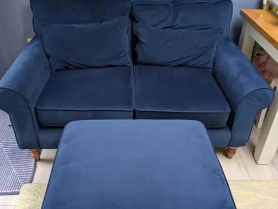 Next Navy Blue Plush Velvet 2 Seater sofa
