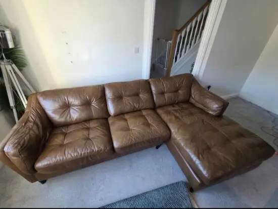 Brown leather corner sofa L Shape