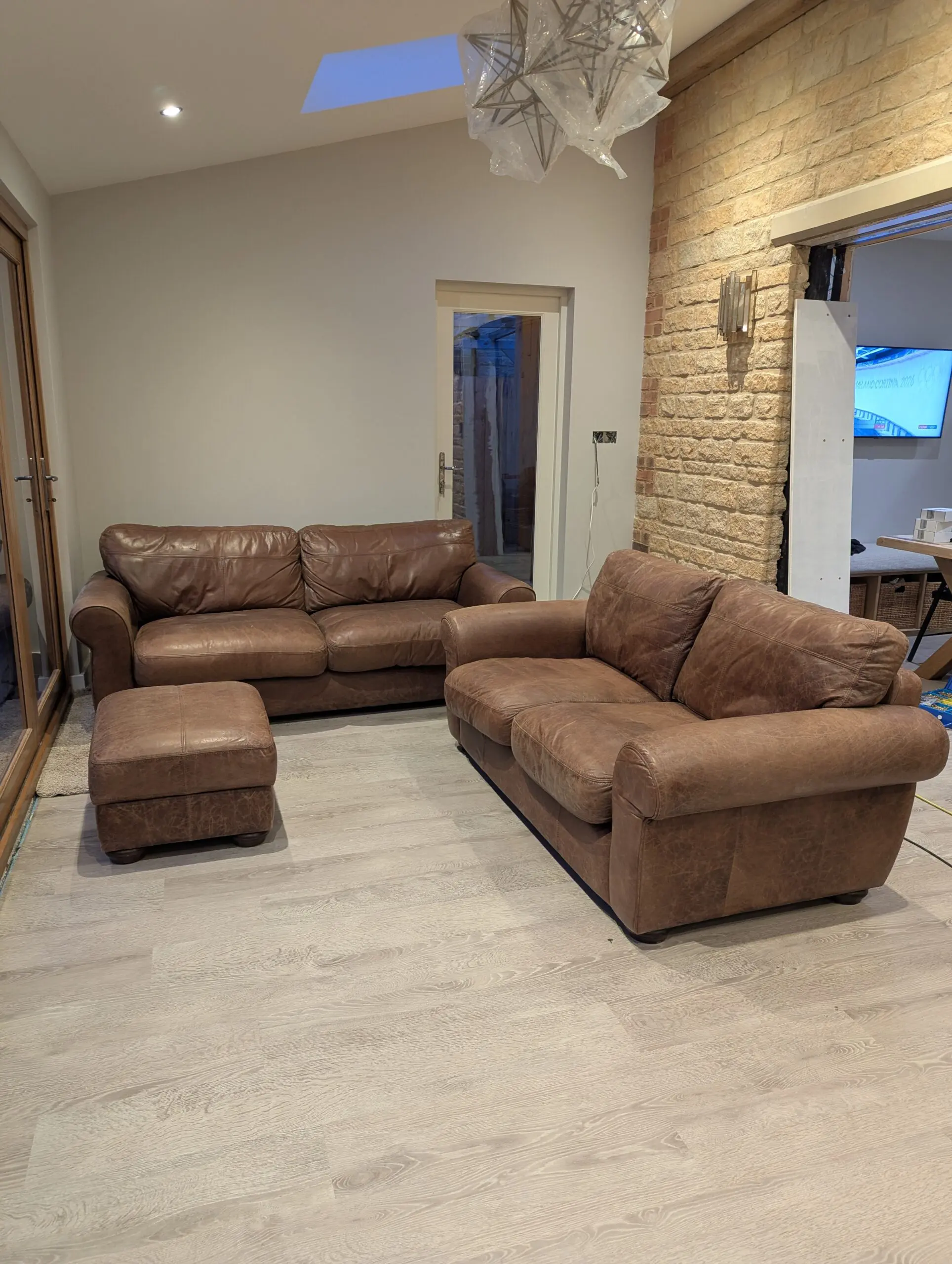 John Lewis Brown Leather Madison Sofas