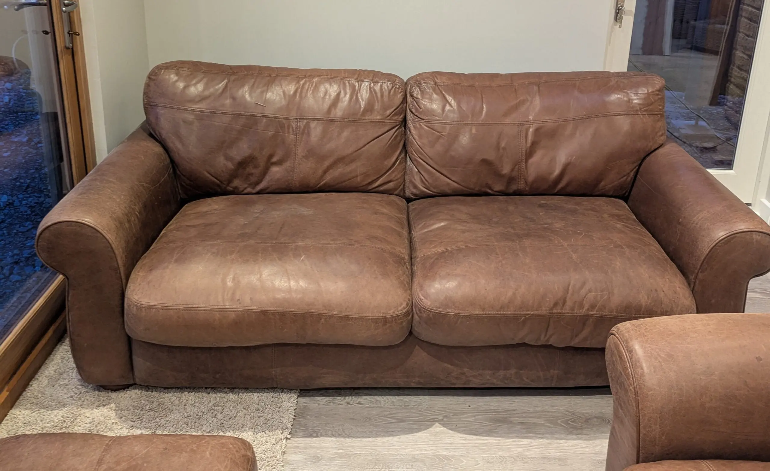 John Lewis Brown Leather Madison Sofas