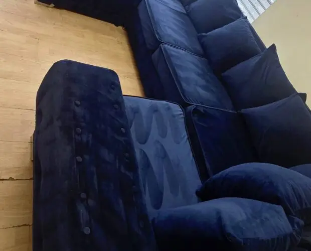 RARE Plush Royal Blue Velvet Full U Shape Verona Sofa