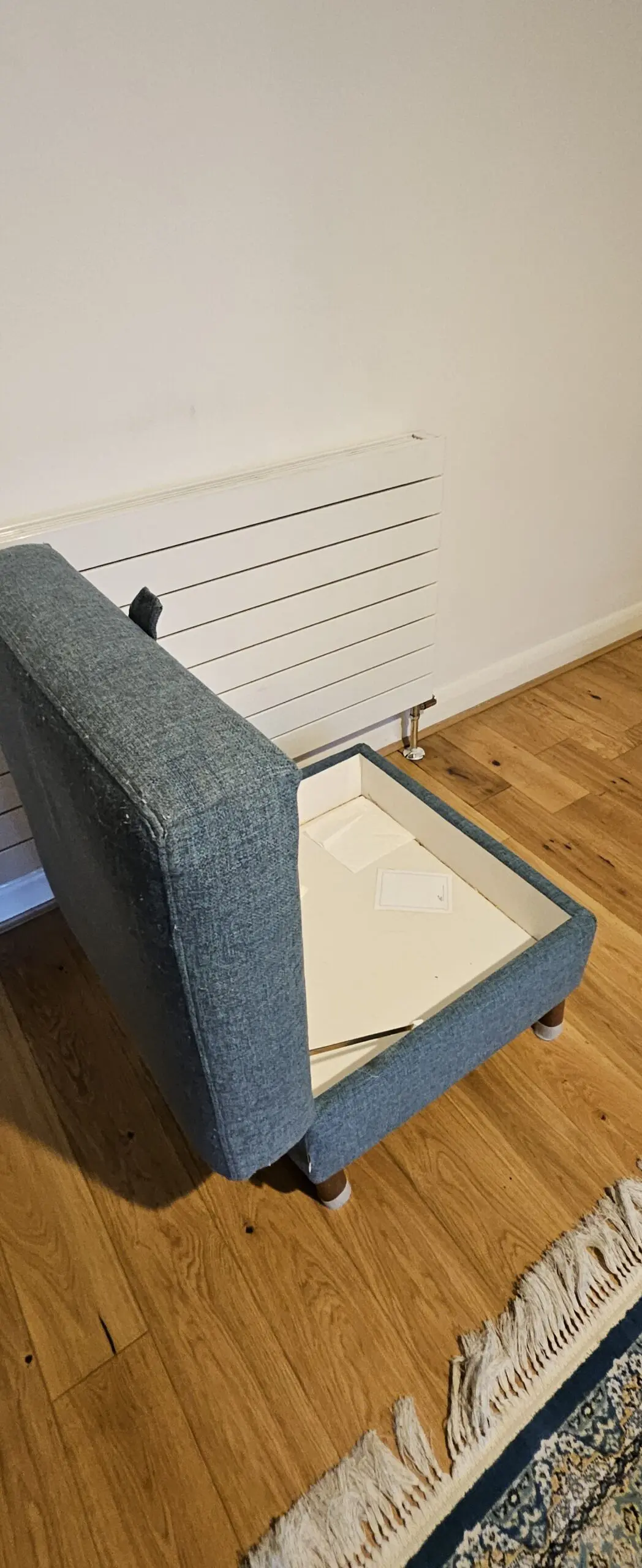 DFS Modern Square Storage Ottoman Footstool with Wooden Legs