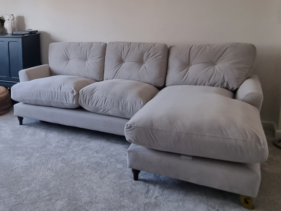 Joules Patterdale Right Hand Facing Chaise Sofa – DFS – 3 Seater Velvet Lounger Sofa