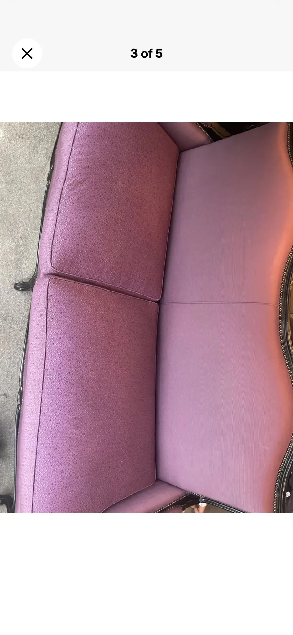 Roche bobois purple cabriole sofa