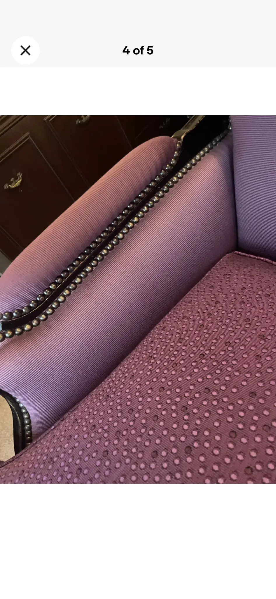 Roche bobois purple cabriole sofa
