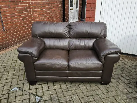 2 seater brown leather sofa