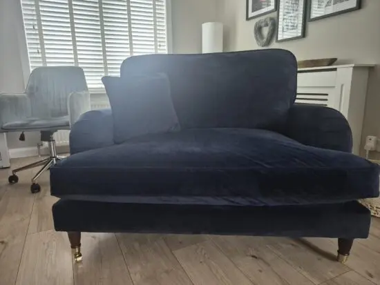Navy Velvet Loveseat/Cuddle Chair