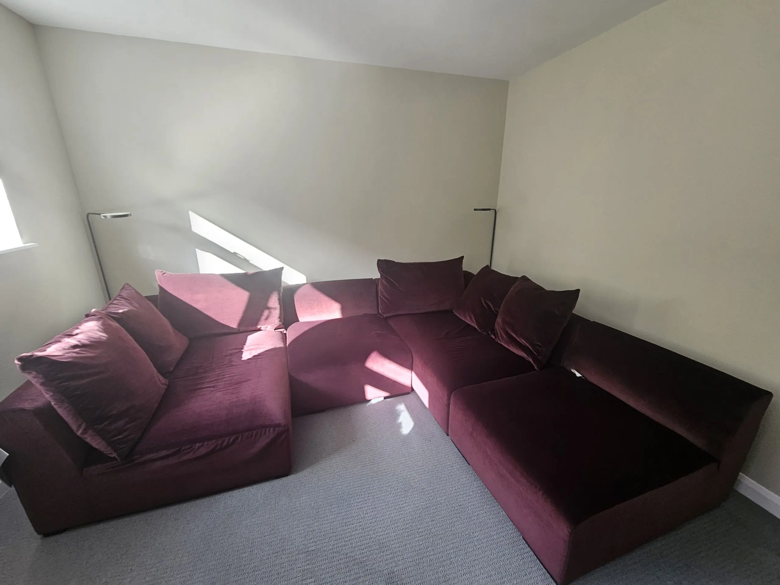 John Lewis Large Corner Sofa with Chaise and Matching Footstool – 4-5 Seater