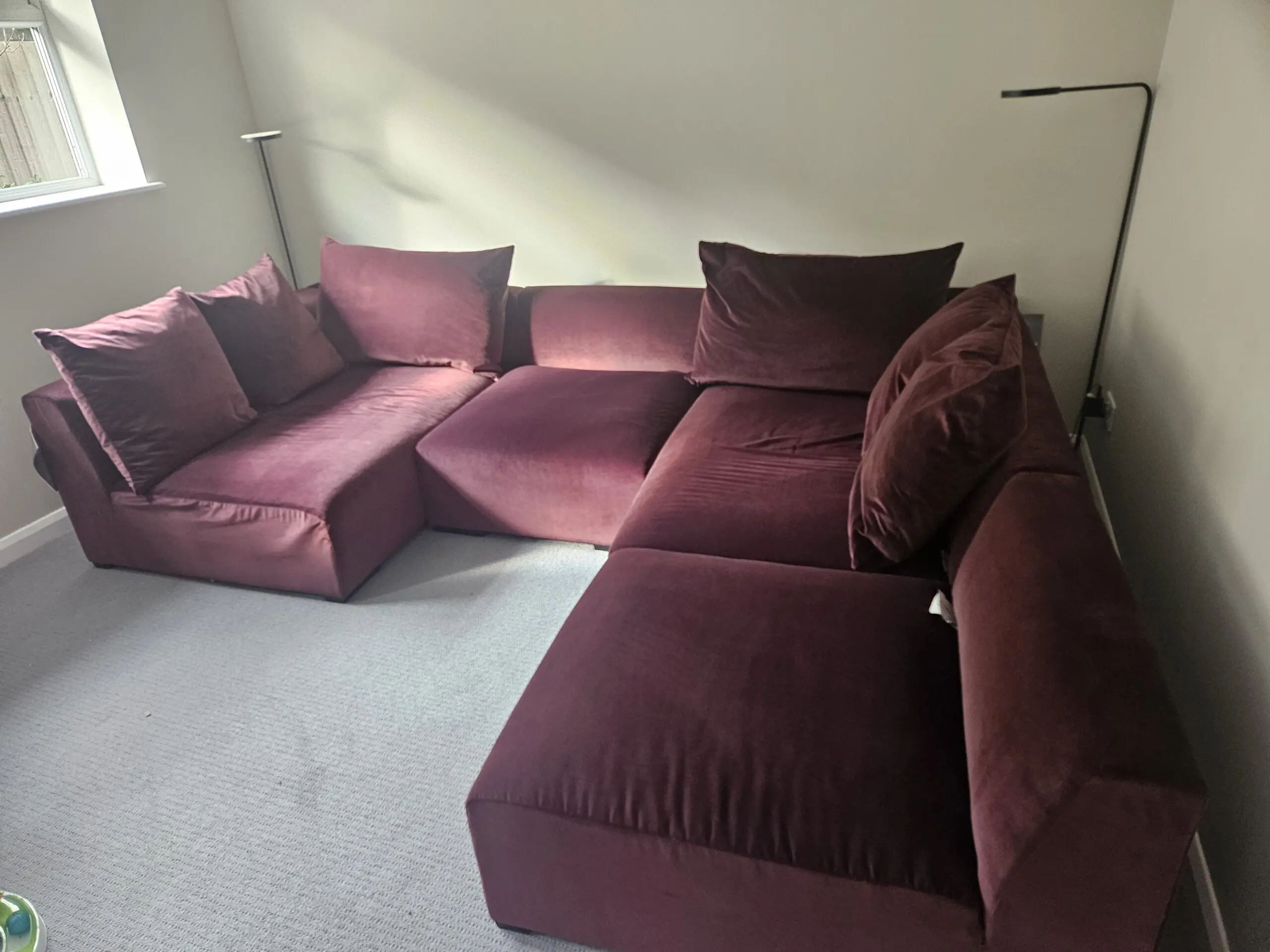 John Lewis Large Corner Sofa with Chaise and Matching Footstool – 4-5 Seater
