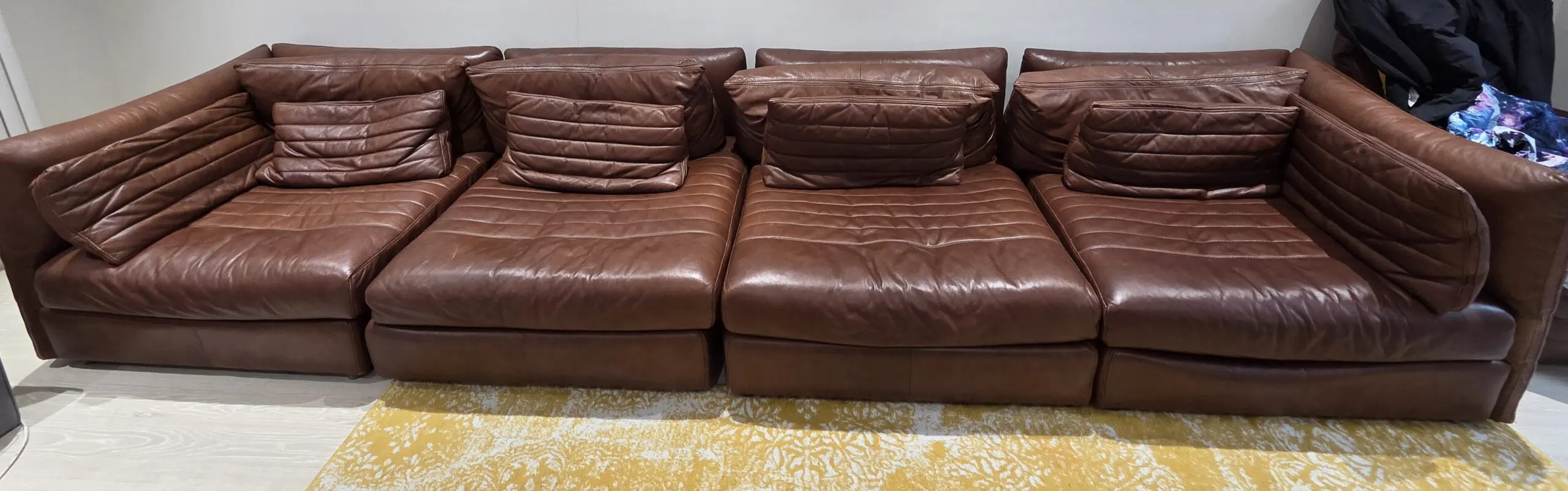 DFS Large 4-Seater Sectional Sofa with Deep Cushions and Quilted Design