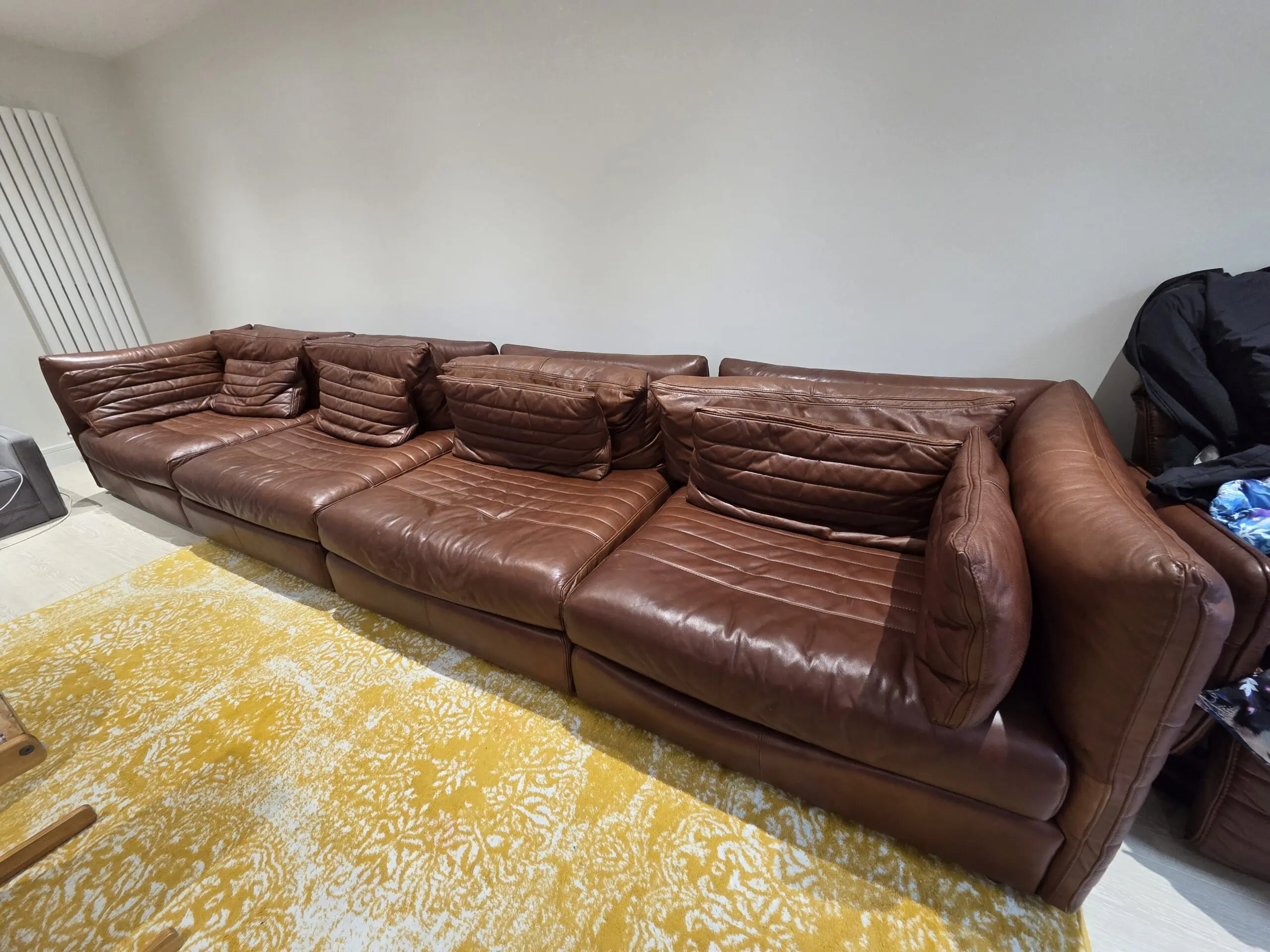 DFS Large 4-Seater Sectional Sofa with Deep Cushions and Quilted Design