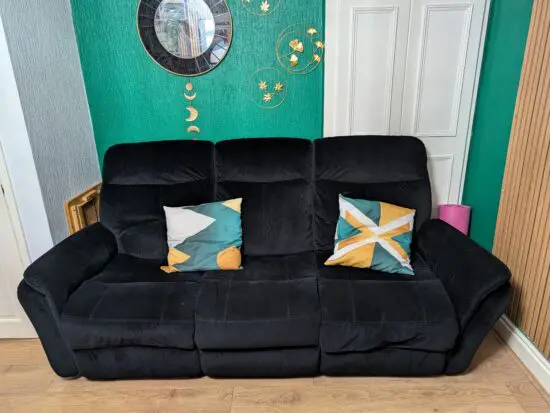 Dunelm Monte Black velvet 3 seater recliner sofa