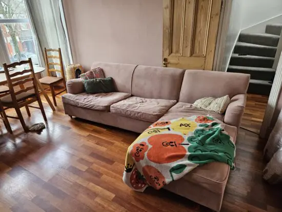 Made Dusty Pink Orson Right Hand Chaise Sofa Bed