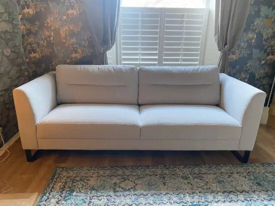 Stunning Palma sofa from The Wood Shed with black legs