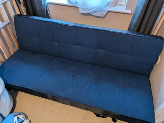 Blue Velvet Sofa Bed – Small Double – Barely Used