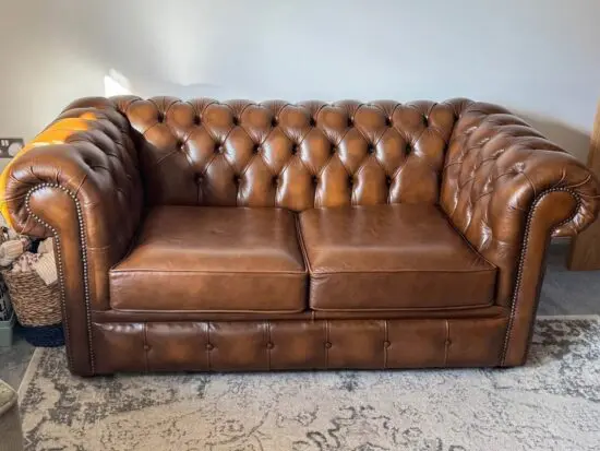 Brand New Chesterfield 2 Seater Leather Sofa For Sale