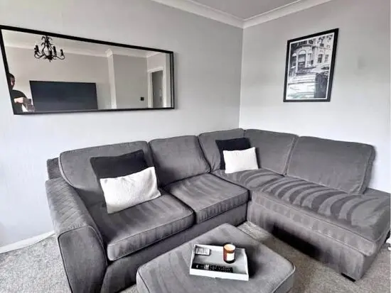 DFS L-Shape High Back Corner Sofa For Sale Grey Colour