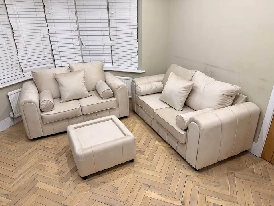 Furniture Village Contemporary 4-Seater Corner Sofa Set with Matching Footstool