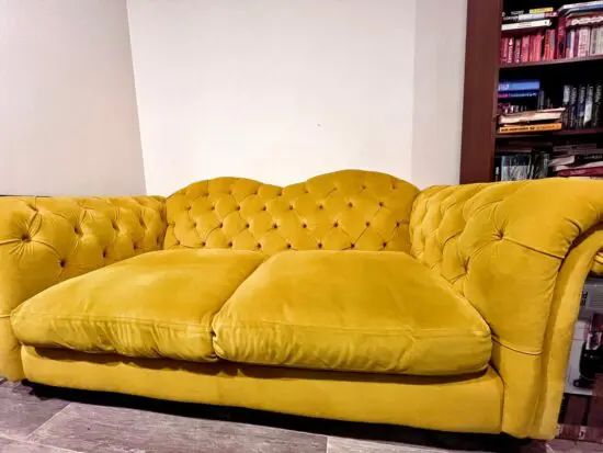 DFS Yellow Deluxe Velvet Joules Windsor 3 seater sofa