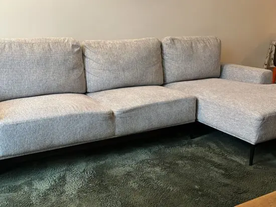Textured Upholstered Light Grey L-Sofa