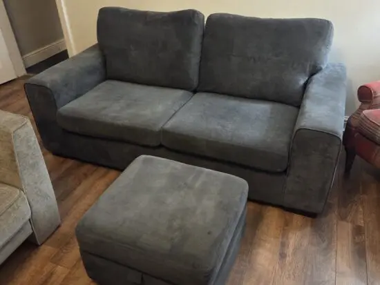 DFS Grey 3 Seater Sofa With Matching Ottoman Footstool
