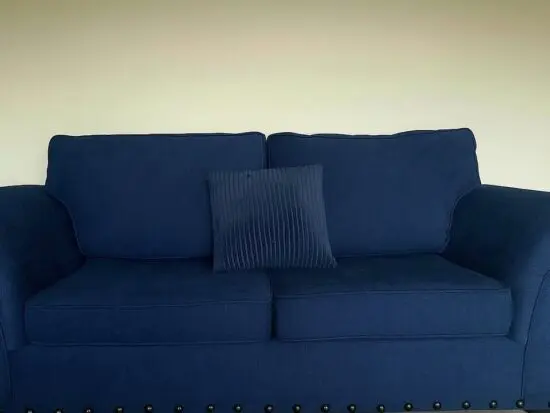 Navy Blue 2 Seater Sofa With High Back Cushions For Sale