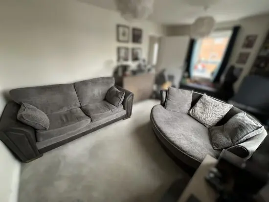 DFS Henderson Formal Back 3 Seater Deluxe Sofa Bed & Cuddler Set – Charcoal (Grey)