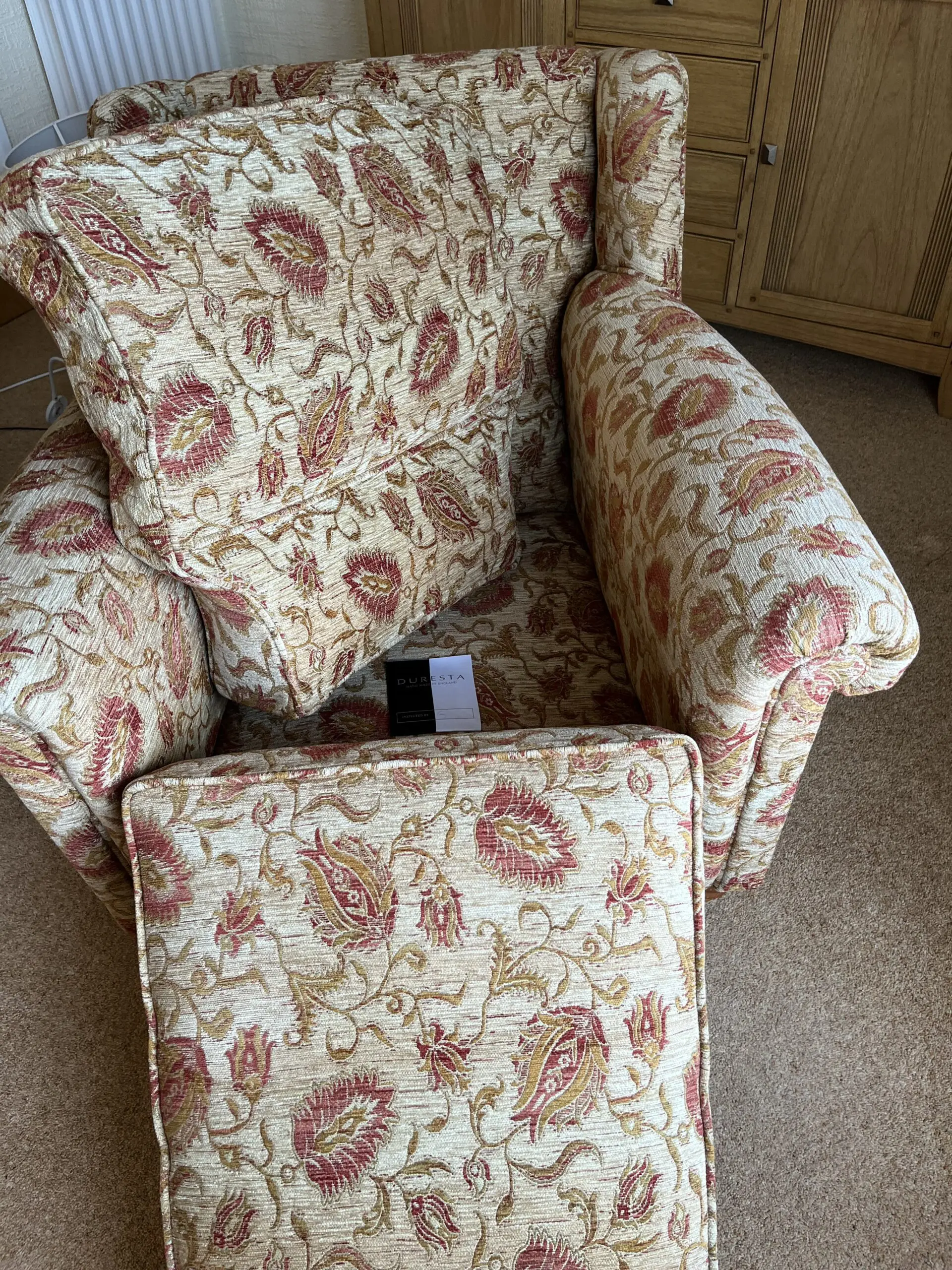 Duresta 2 seat sofa and 2 armchairs, Southsea range, Knole Gold Russet material