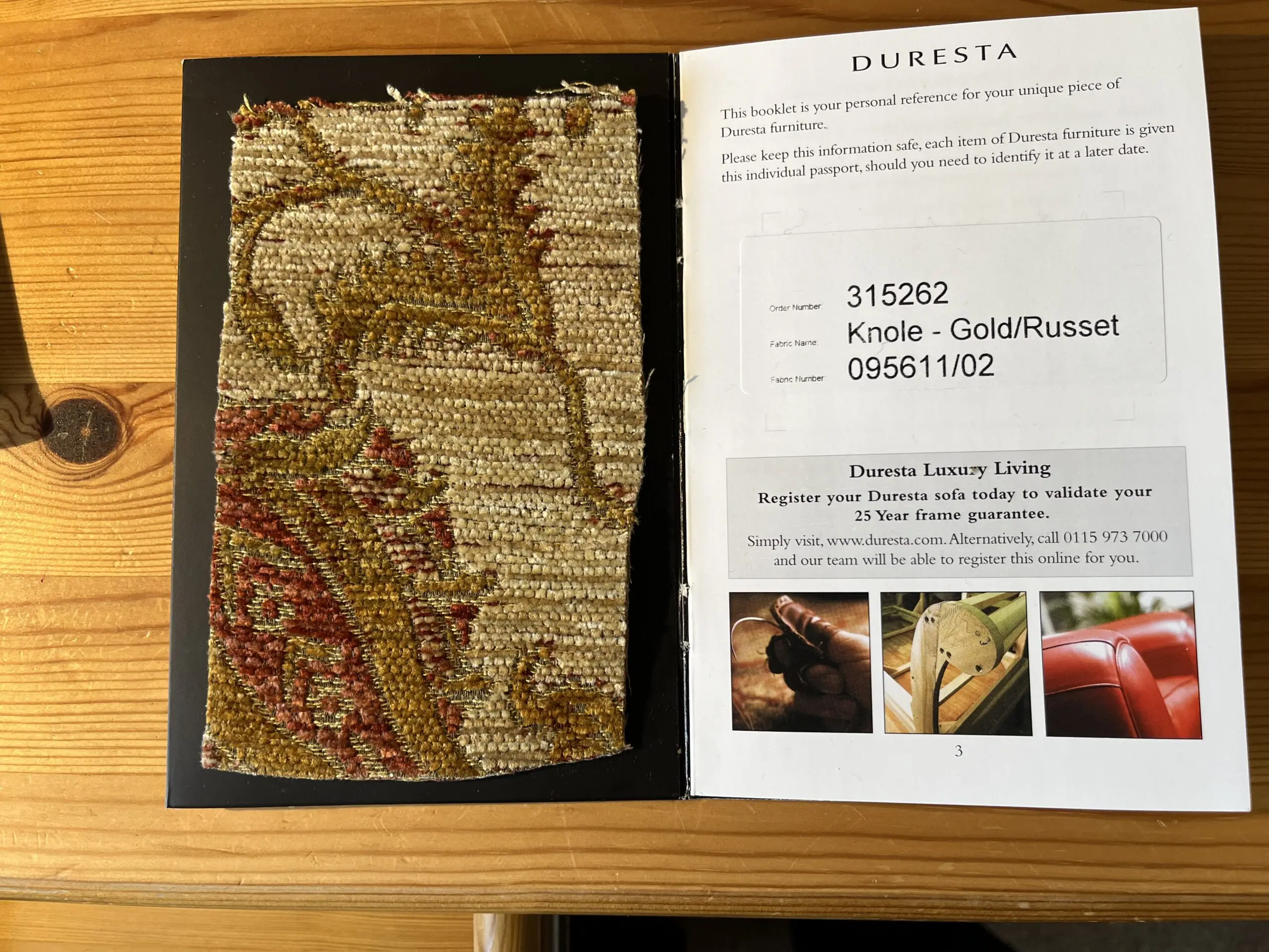 Duresta 2 seat sofa and 2 armchairs, Southsea range, Knole Gold Russet material