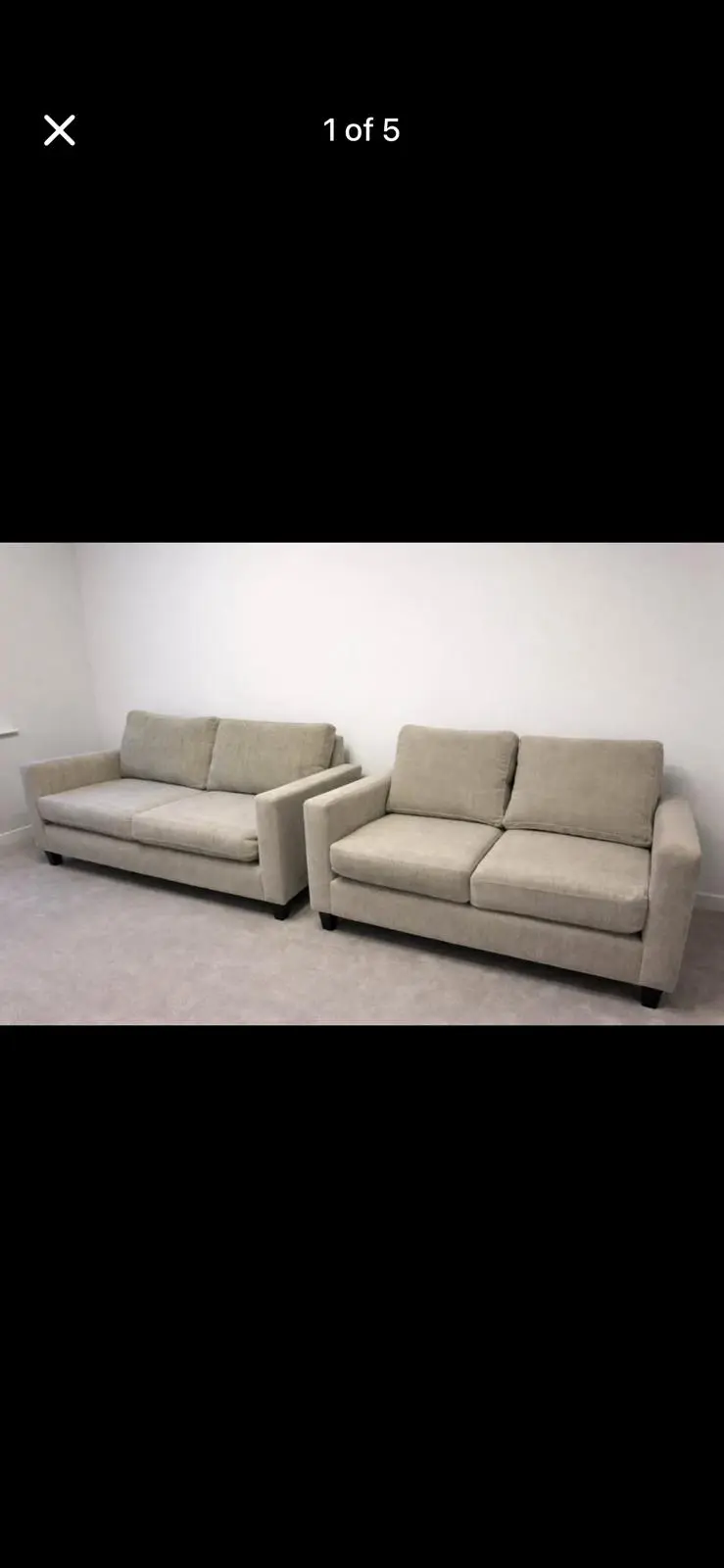 Modern 2 + 3-Seater Sofa Set with Clean Lines and Dark Wood Legs