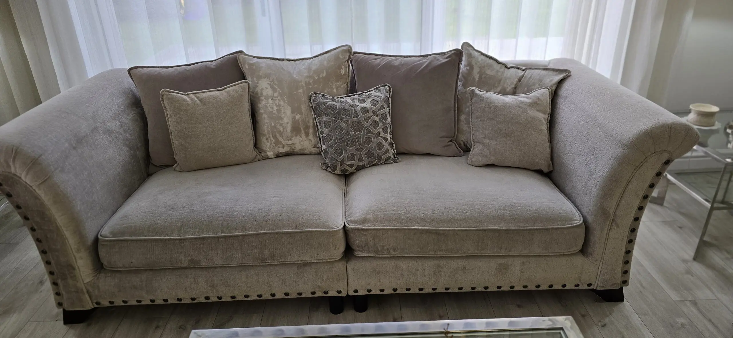 Set 1- 3-4 Seater Sofa with Studded Detail and Scatter Cushions