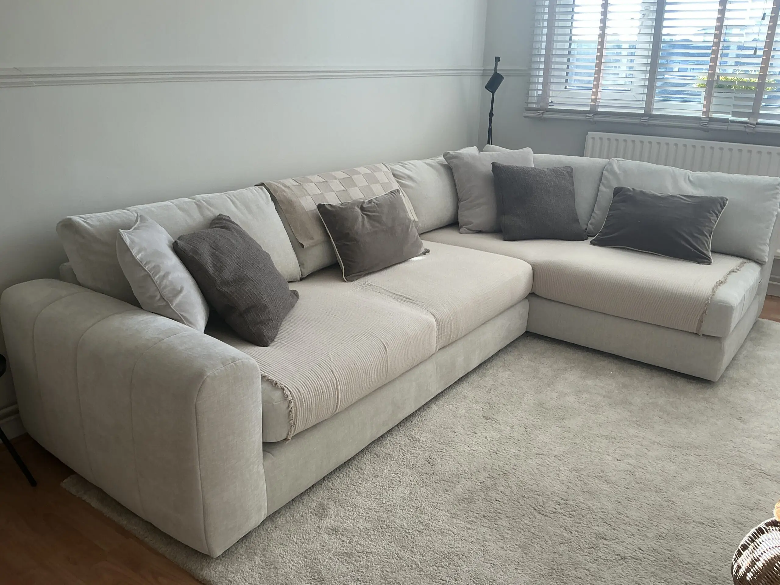DFS Grand Designs Lambourn Corner Sofa, Beige Chenille