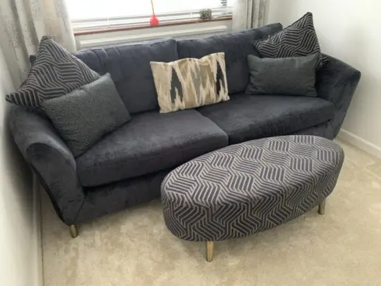 SCS 4 seater Flo sofa and designer stool with matching cushions