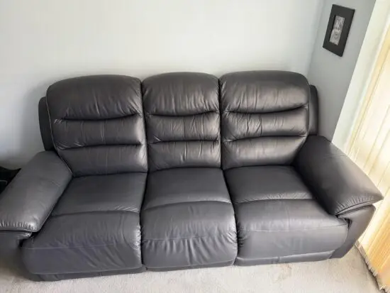 DFS leather 3 seater sofa and electric armchair