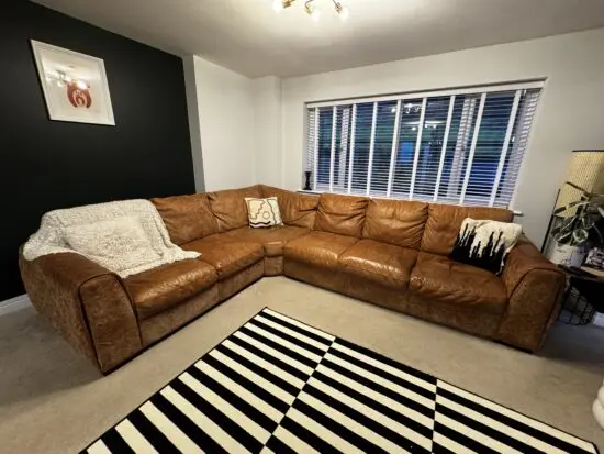 Mazzini huge corner sofa. Distressed leather