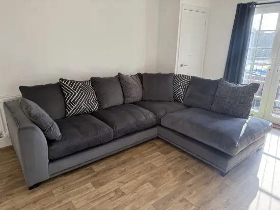 DFS Pillow Back Left Hand Facing Arm 3 Seater Corner Sofa - Charcoal