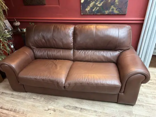 Brown Leather 3 Seater Sofa by Polo Divani