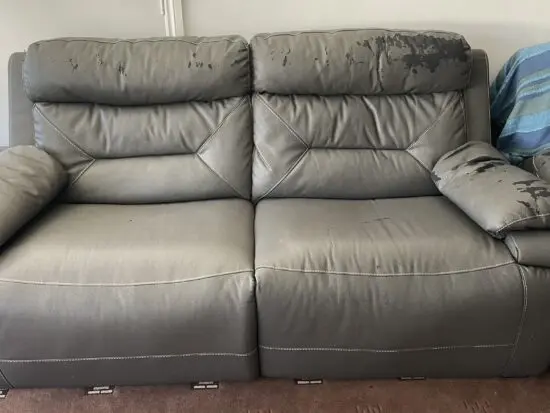 Grey Leather 3-Seater Recliner Sofa 3+3+3+ Foot stool